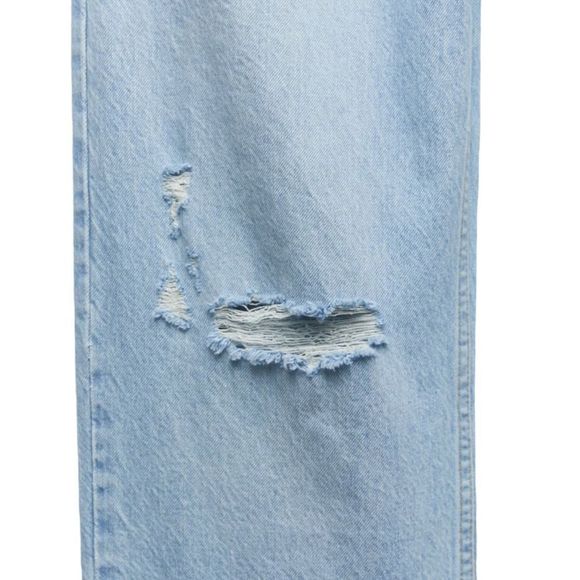 ZARA | Light Blue | RIPPED MID-RISE Z1975 STRAIGHT LEG JEANS - Picture 4 of 11